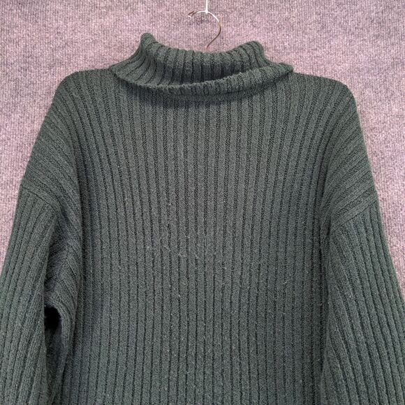 Express Tricot Turtleneck Sweater Womens Size L Green Ribbed Pullover - Picture 7 of 11